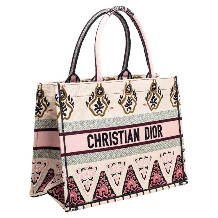 Pre Owned Dior Multicolor Embroidered Canvas Geometric Book Tote