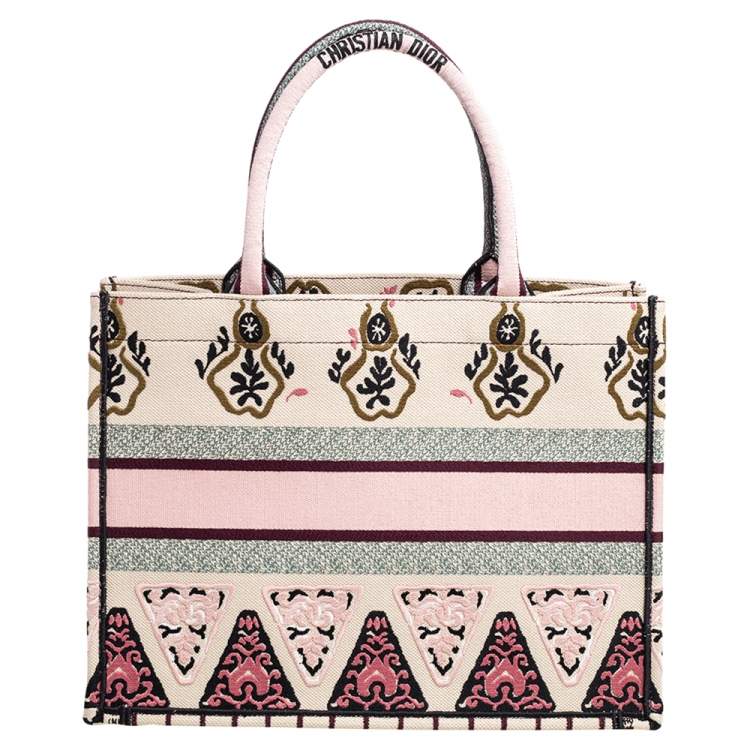 Pre Owned Dior Multicolor Embroidered Canvas Geometric Book Tote