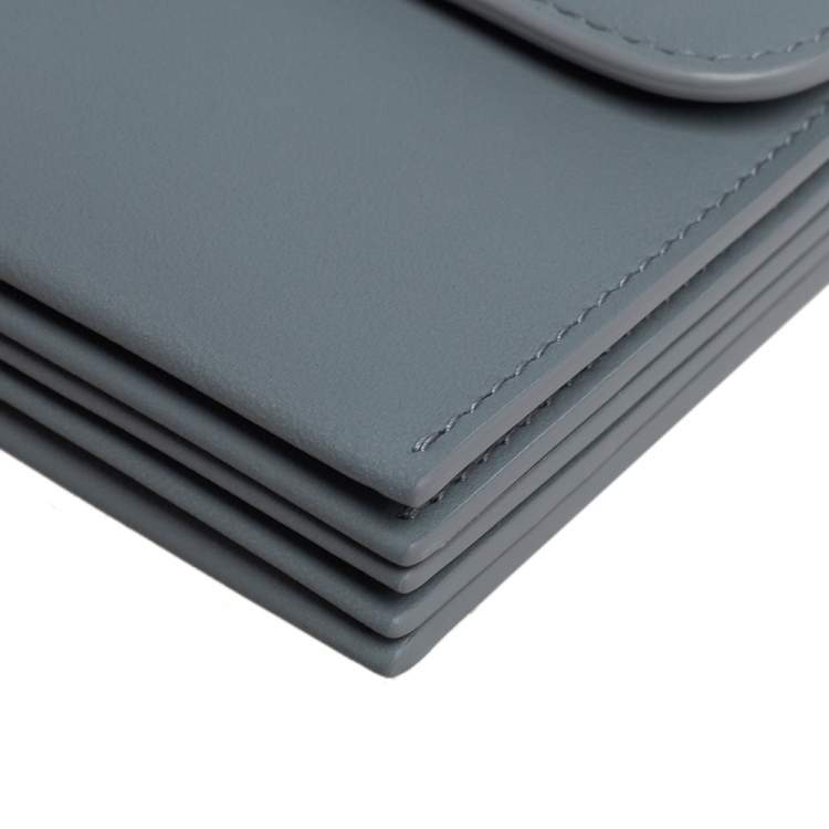 Pre Owned Dior Grey Ultramatte Leather Saddle 5-Gusset Card Holder