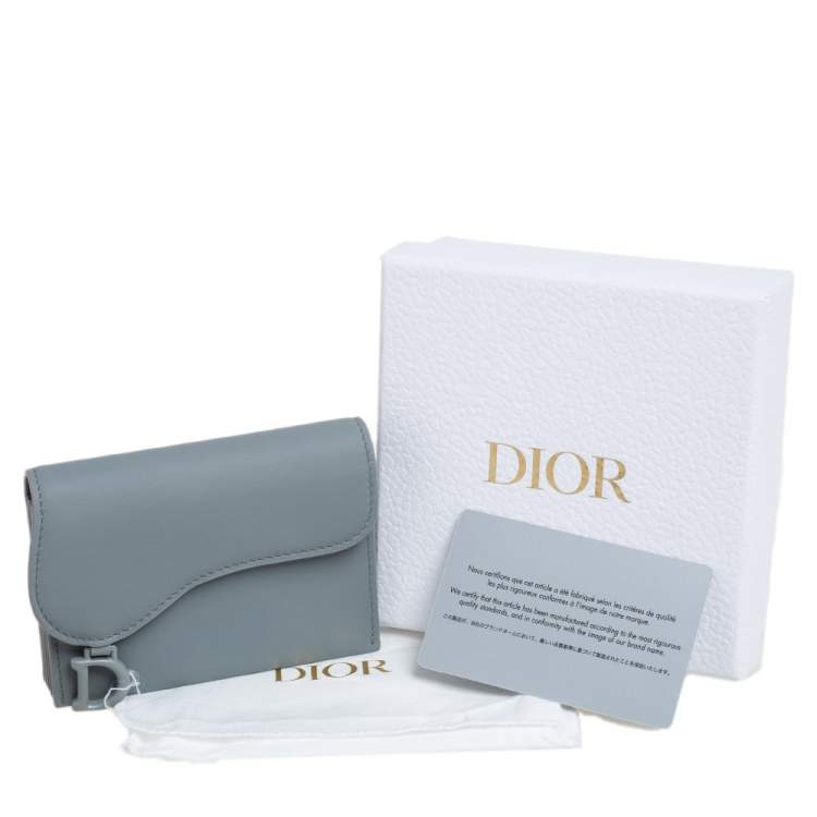 Pre Owned Dior Grey Ultramatte Leather Saddle 5-Gusset Card Holder