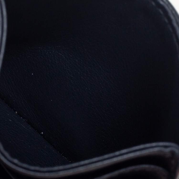 Pre Owned Dior Navy Blue Oblique Canvas and Leather Card Holder