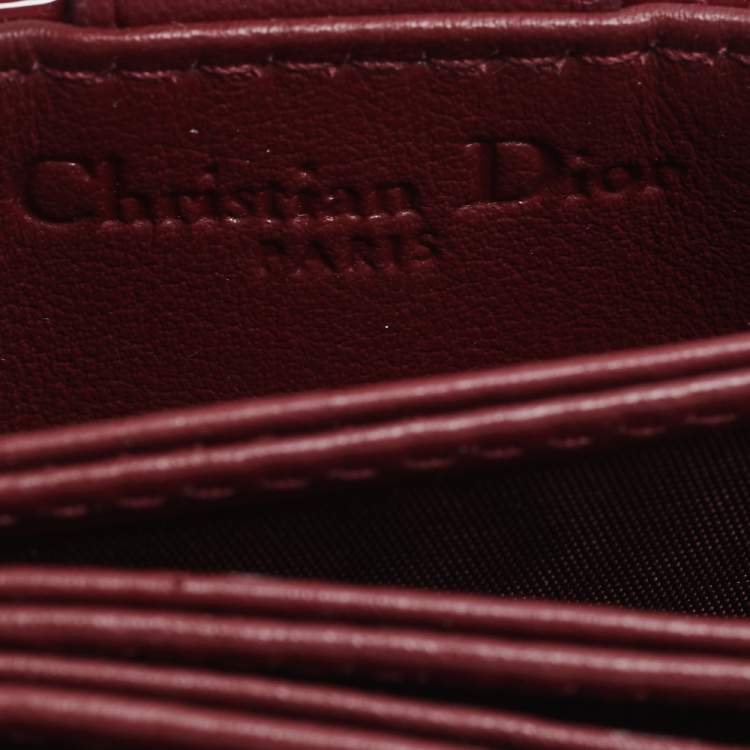 Pre Owned  Dior Red Cannage Patent Leather Lady Dior Gusset Card Case 