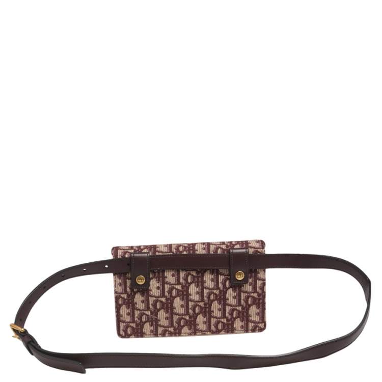 Pre Owned Dior Burgundy Oblique Canvas and Leather Saddle Belt Bag