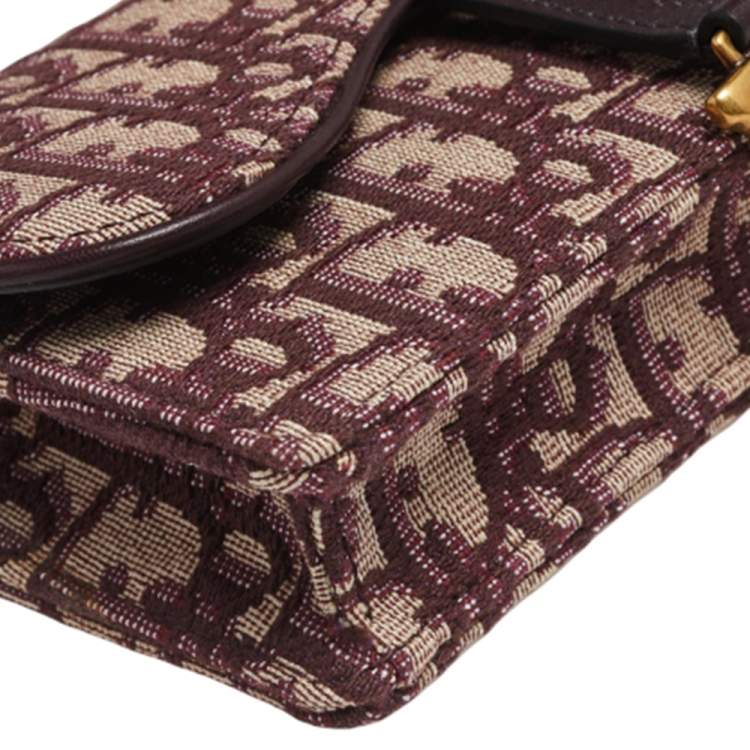 Pre Owned Dior Burgundy Oblique Canvas and Leather Saddle Belt Bag