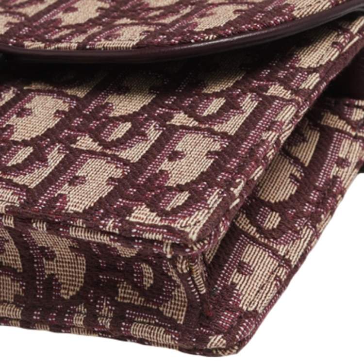 Pre Owned Dior Burgundy Oblique Canvas and Leather Saddle Belt Bag