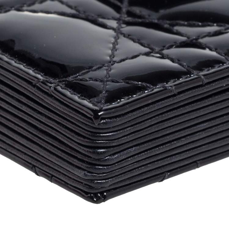 Pre Owned  Dior Black Cannage Patent Leather Lady Dior Gusset Card Case 