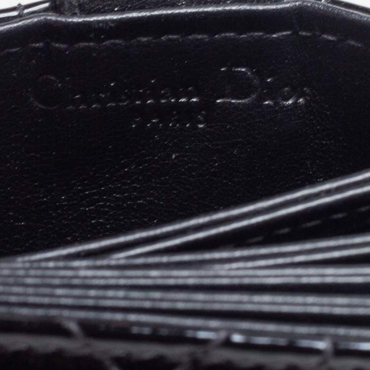 Pre Owned  Dior Black Cannage Patent Leather Lady Dior Gusset Card Case 