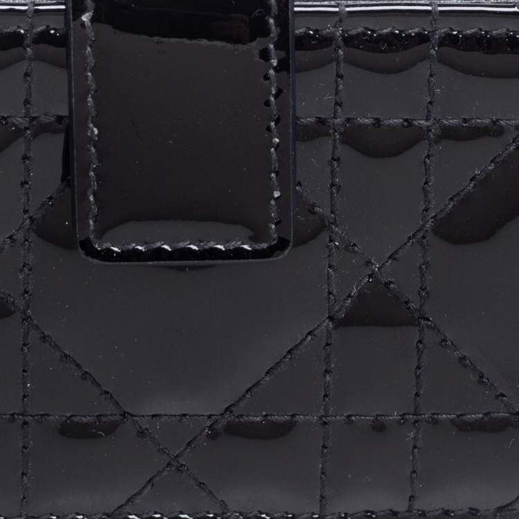 Pre Owned  Dior Black Cannage Patent Leather Lady Dior Gusset Card Case 