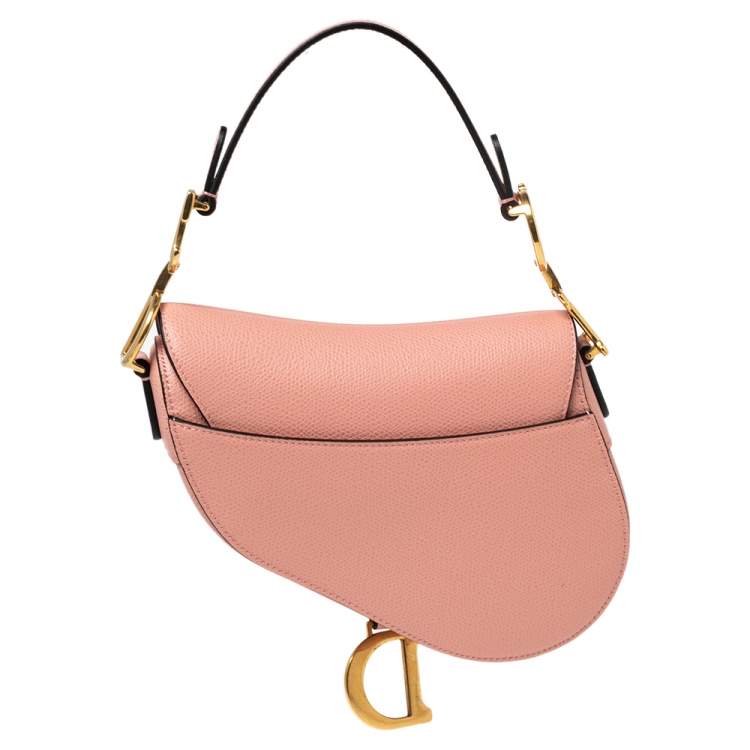 Pre Owned Dior Pink Leather Saddle Shoulder Bag