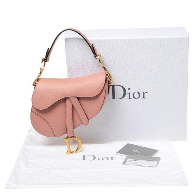 Pre Owned Dior Pink Leather Saddle Shoulder Bag