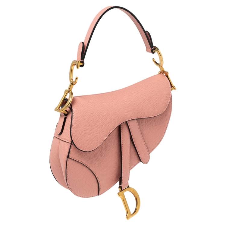 Pre Owned Dior Pink Leather Saddle Shoulder Bag