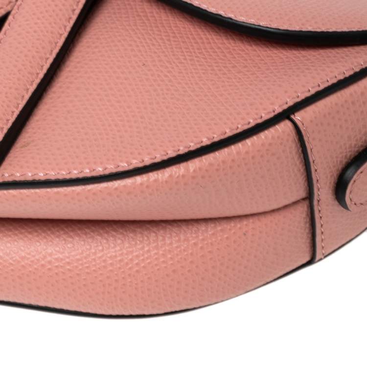 Pre Owned Dior Pink Leather Saddle Shoulder Bag