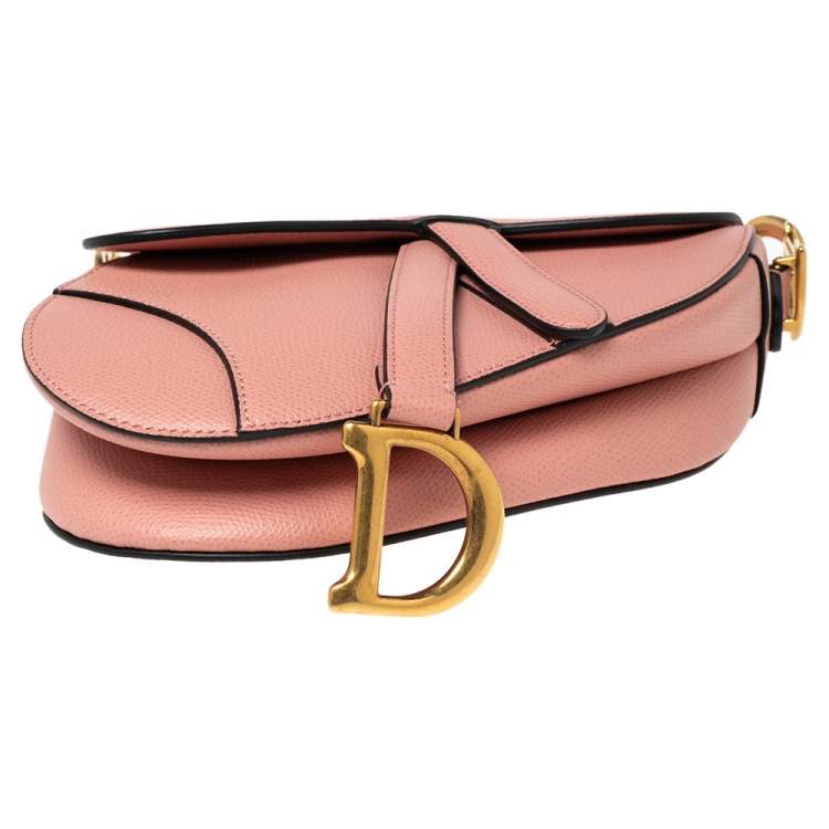 Pre Owned Dior Pink Leather Saddle Shoulder Bag