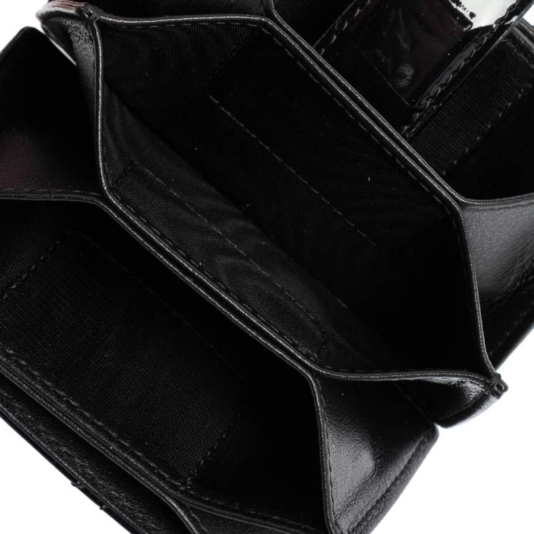 Pre Owned Dior Black Cannage Patent Leather Gusset Card Holder