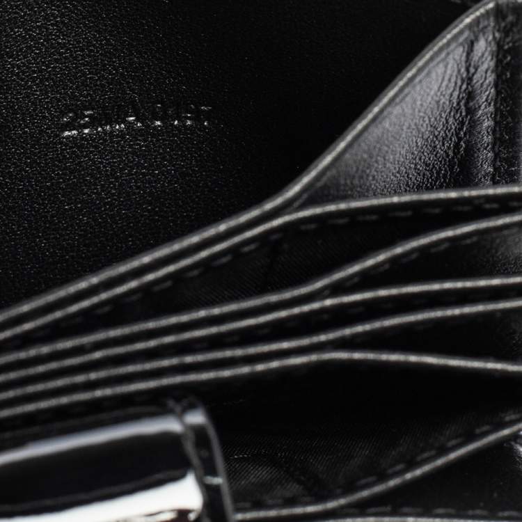 Pre Owned Dior Black Cannage Patent Leather Gusset Card Holder