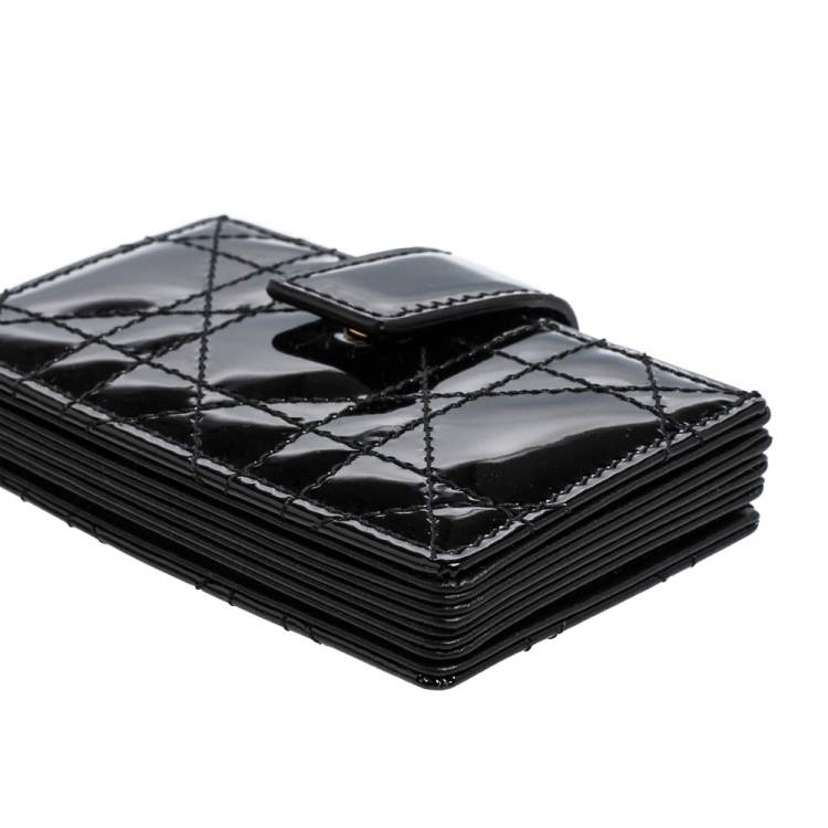 Pre Owned Dior Black Cannage Patent Leather Gusset Card Holder