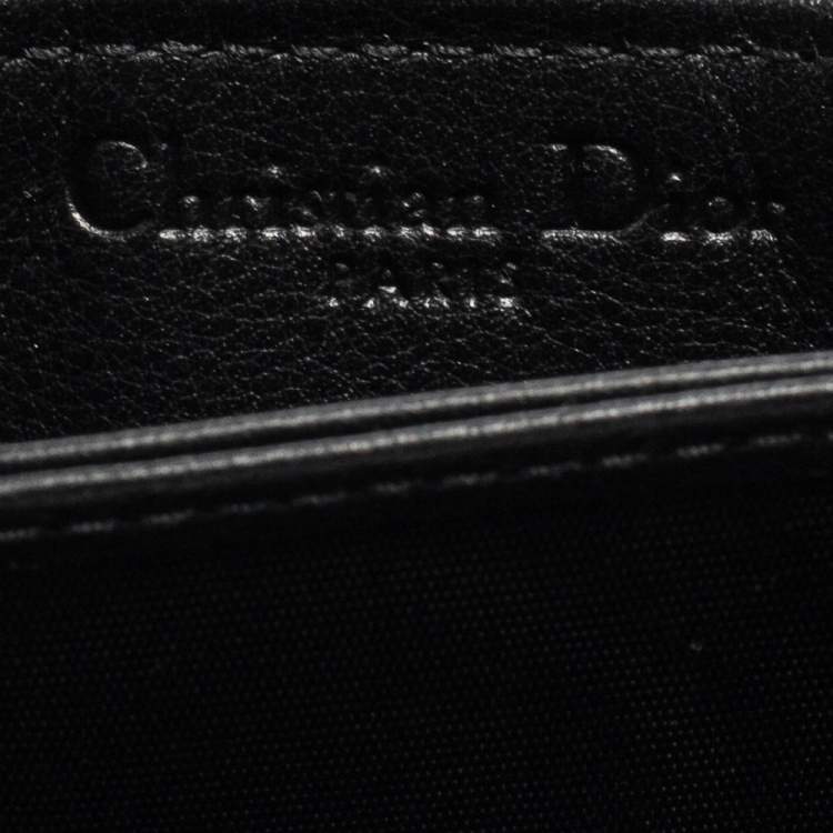 Pre Owned Dior Black Cannage Patent Leather Gusset Card Holder