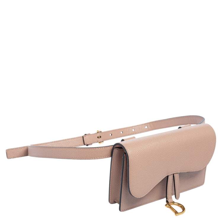 Pre Owned Dior Beige Leather Saddle Belt Bag