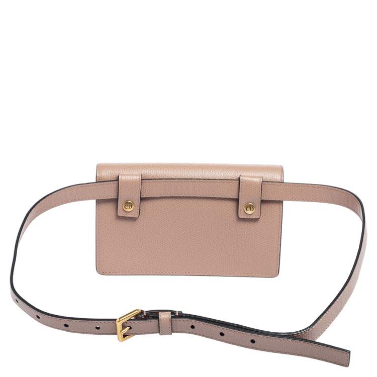 Pre Owned Dior Beige Leather Saddle Belt Bag