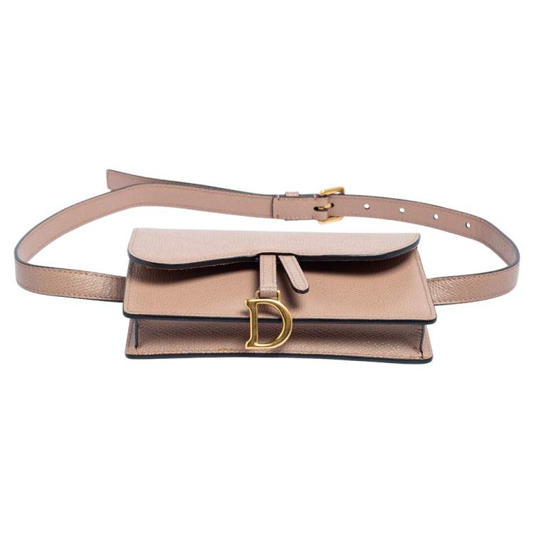 Pre Owned Dior Beige Leather Saddle Belt Bag