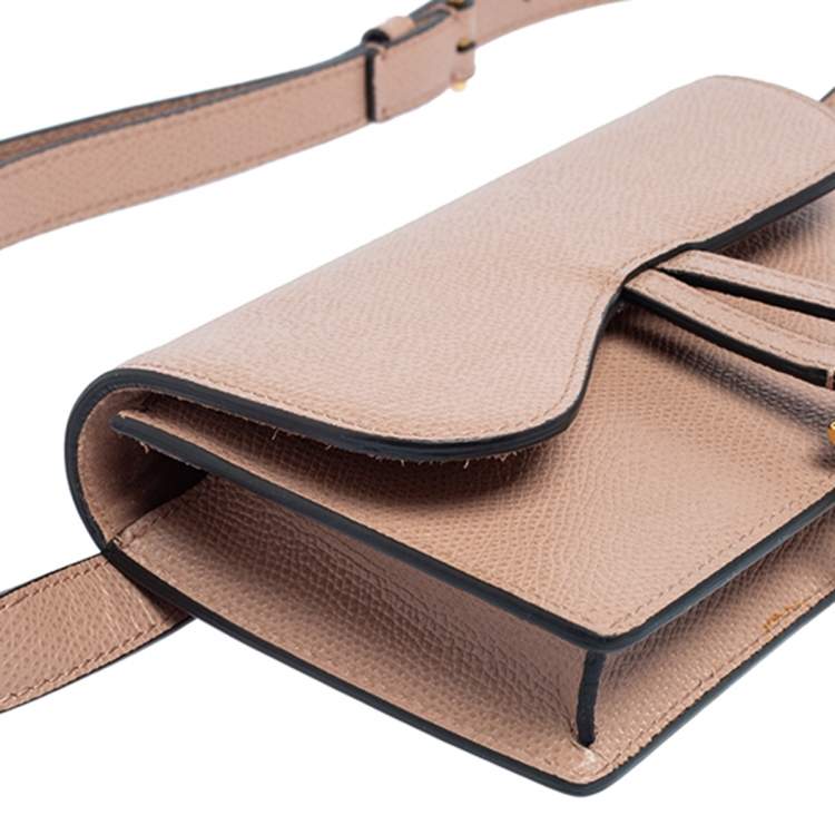 Pre Owned Dior Beige Leather Saddle Belt Bag