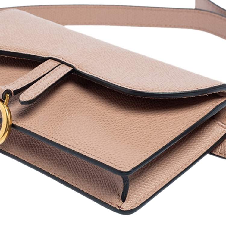 Pre Owned Dior Beige Leather Saddle Belt Bag