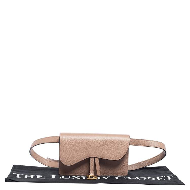 Pre Owned Dior Beige Leather Saddle Belt Bag