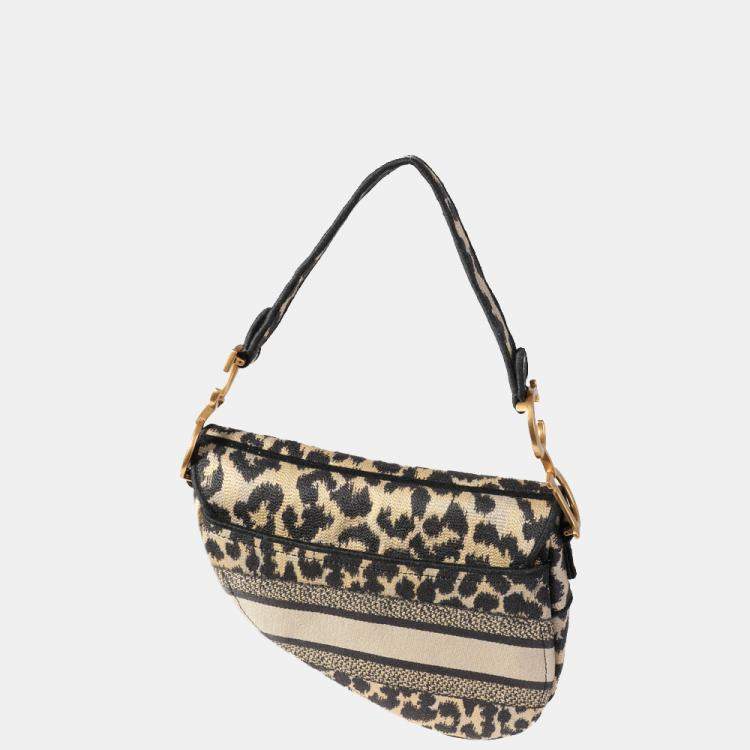 Pre Owned Dior Beige Leather Multicolor Mizza Embroidery Saddle Hobo Bag