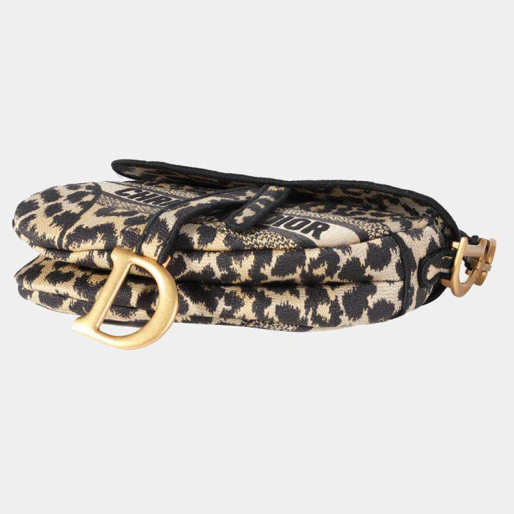 Pre Owned Dior Beige Leather Multicolor Mizza Embroidery Saddle Hobo Bag