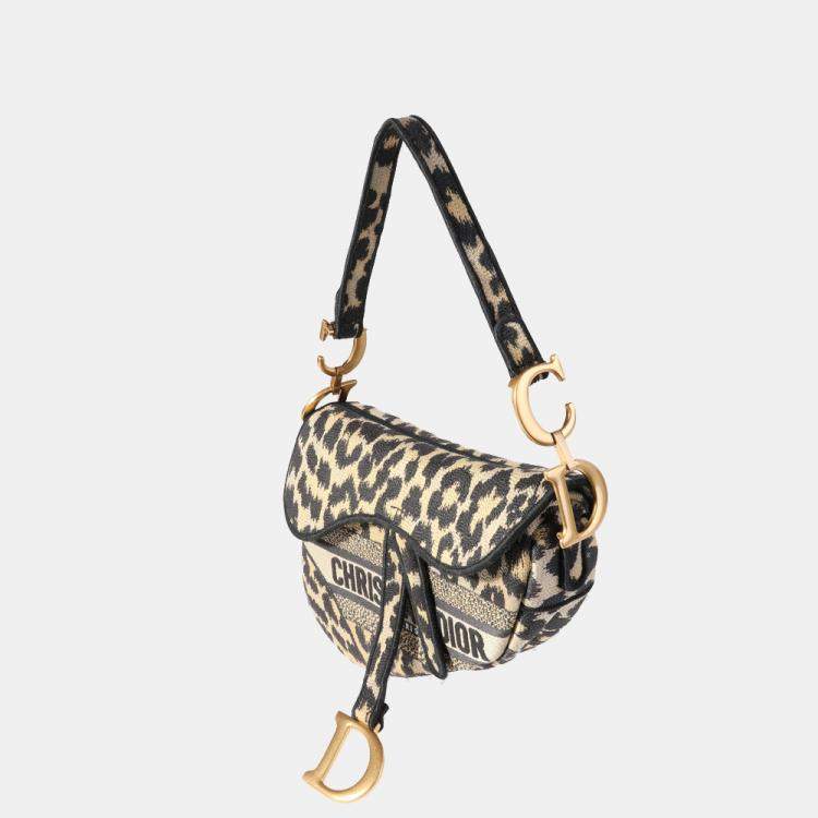 Pre Owned Dior Beige Leather Multicolor Mizza Embroidery Saddle Hobo Bag