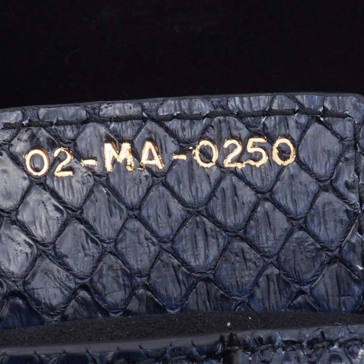 Pre Owned Dior Navy Blue/White Python Saddle Shoulder Bag