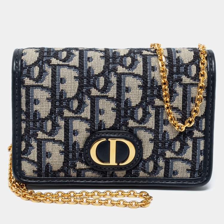Dior Navy Blue Oblique Canvas and Leather 30 Montaigne Chain