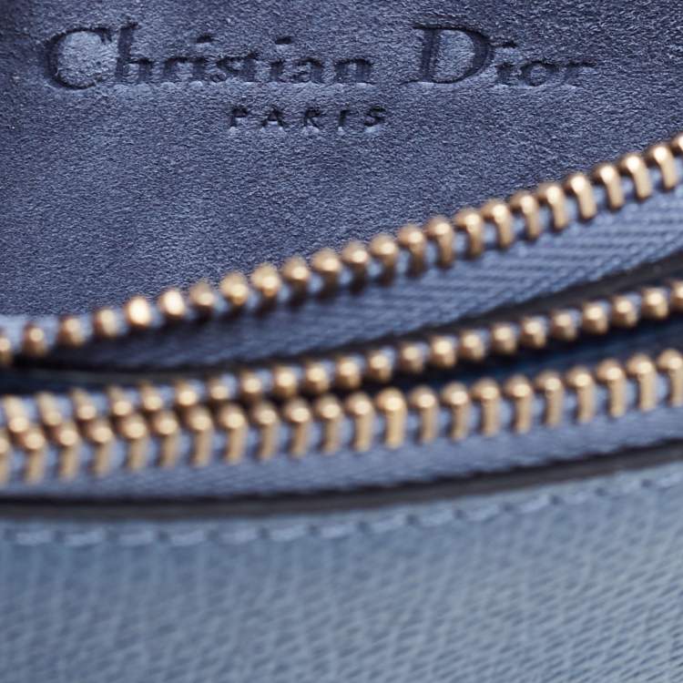 Pre Owned Dior Blue Leather Saddle Triple Zip Crossbody Bag