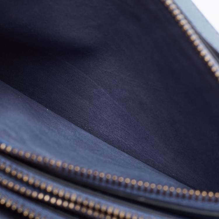 Pre Owned Dior Blue Leather Saddle Triple Zip Crossbody Bag