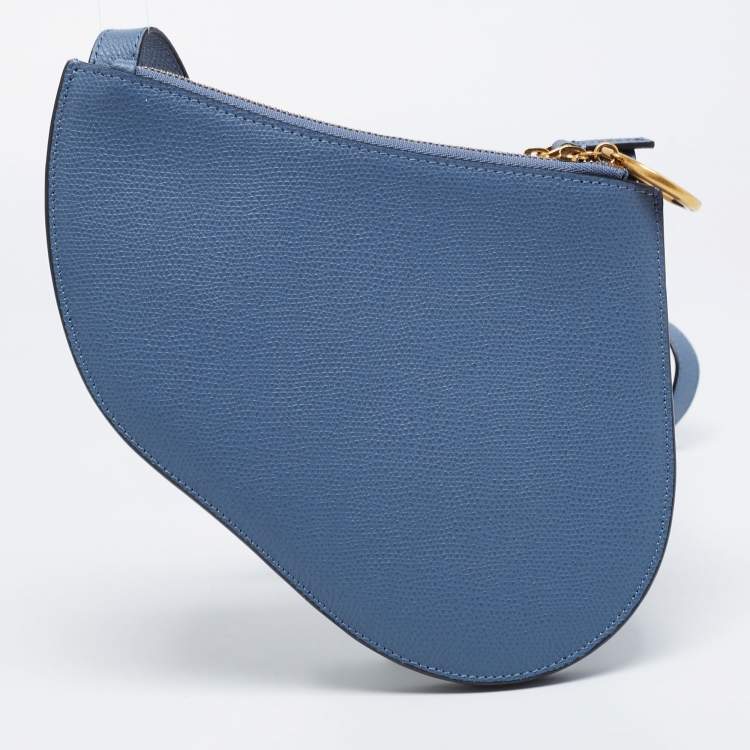 Pre Owned Dior Blue Leather Saddle Triple Zip Crossbody Bag