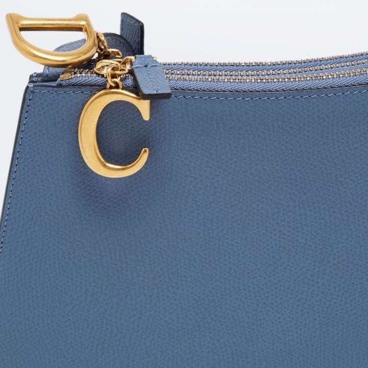 Pre Owned Dior Blue Leather Saddle Triple Zip Crossbody Bag