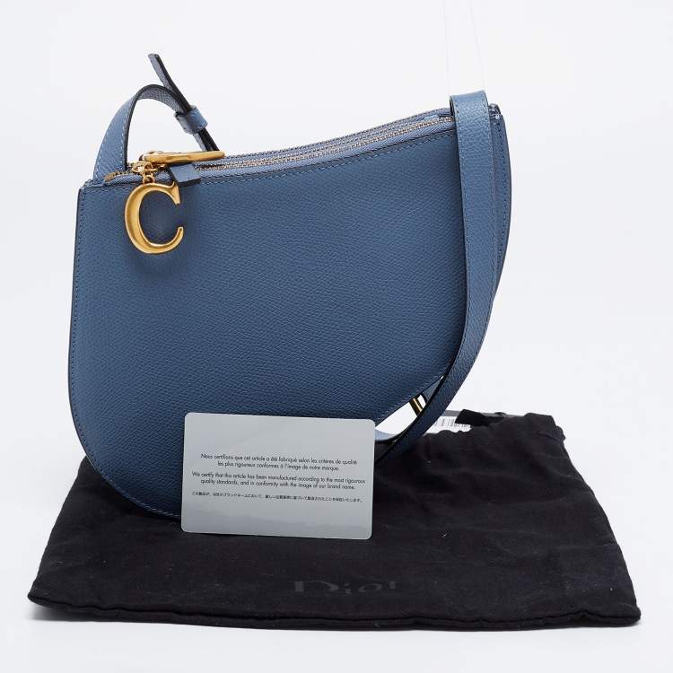 Pre Owned Dior Blue Leather Saddle Triple Zip Crossbody Bag