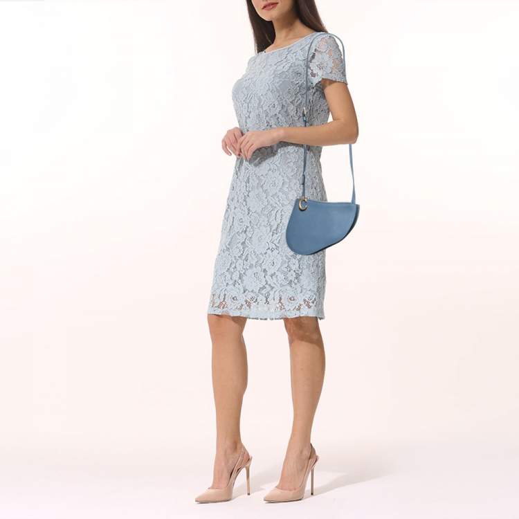 Pre Owned Dior Blue Leather Saddle Triple Zip Crossbody Bag