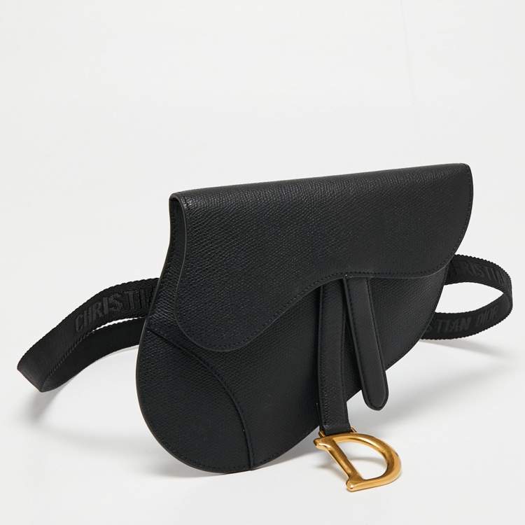 Pre Owned Dior Black Leather Saddle Belt Bag