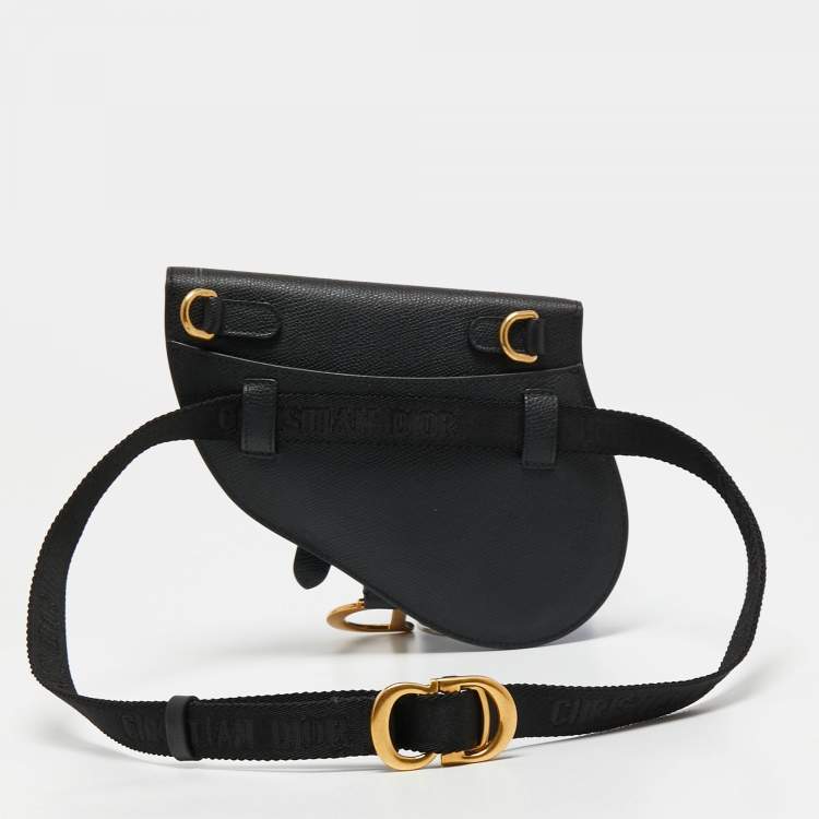 Pre Owned Dior Black Leather Saddle Belt Bag