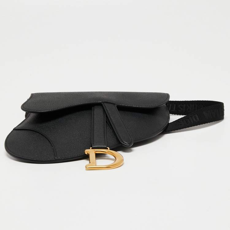 Pre Owned Dior Black Leather Saddle Belt Bag