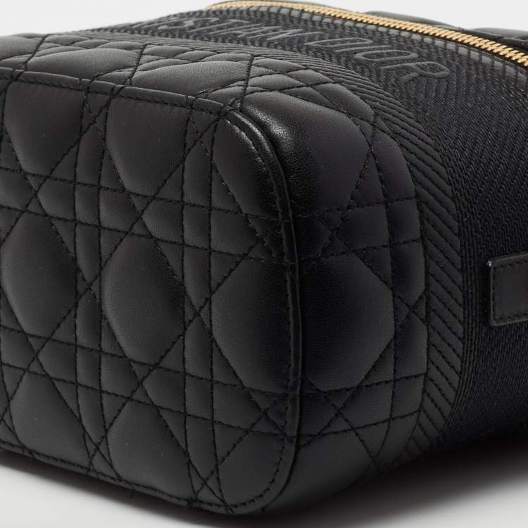 Pre Owned Dior Black Cannage Leather Small Diortravel Vanity Case