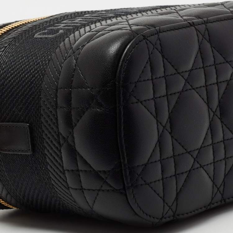 Pre Owned Dior Black Cannage Leather Small Diortravel Vanity Case