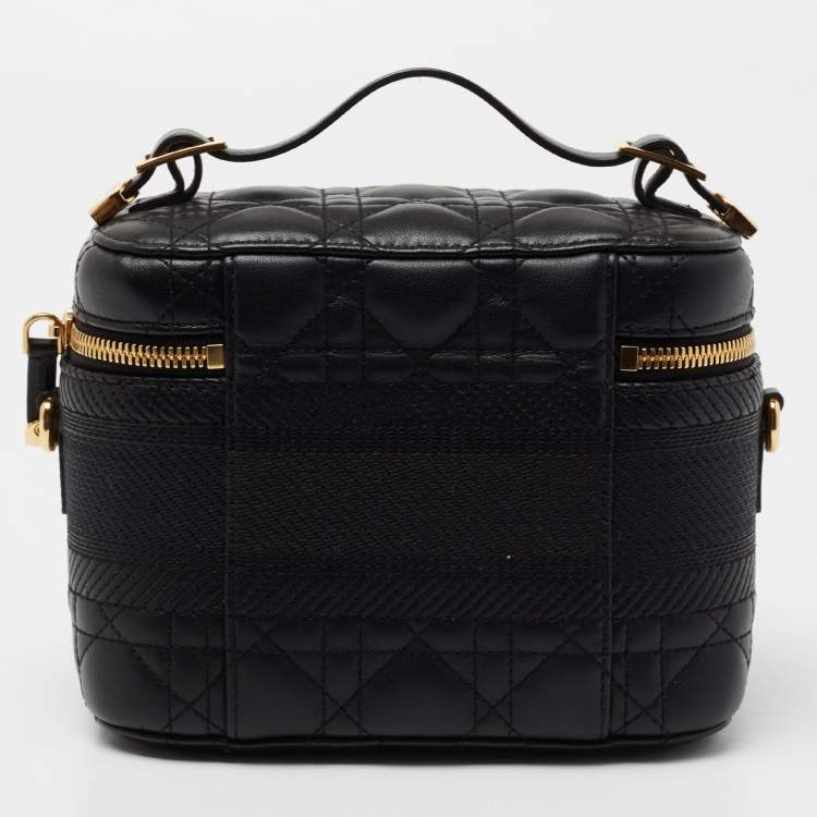 Pre Owned Dior Black Cannage Leather Small Diortravel Vanity Case