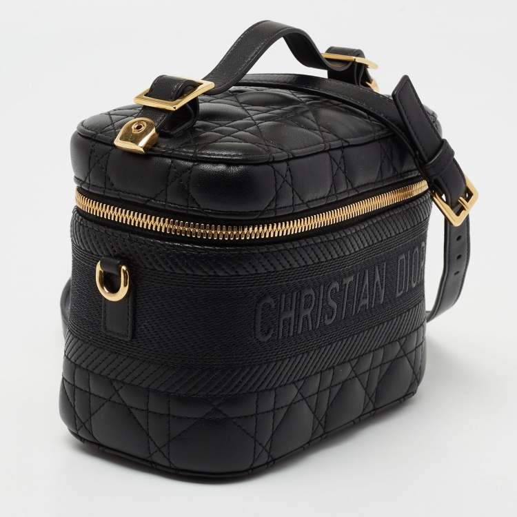 Pre Owned Dior Black Cannage Leather Small Diortravel Vanity Case