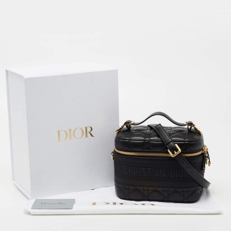 Pre Owned Dior Black Cannage Leather Small Diortravel Vanity Case