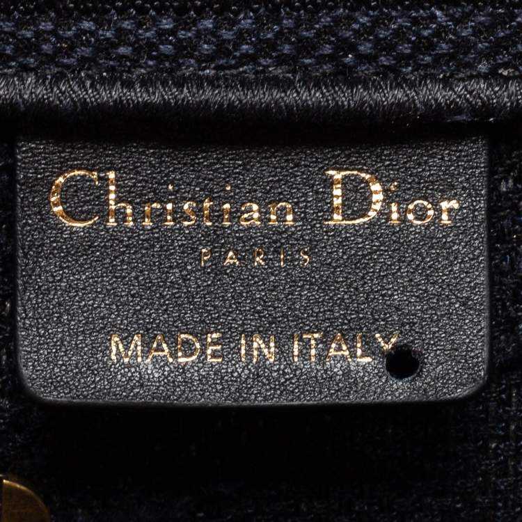 Pre Owned Dior Navy Blue Canvas Camouflage Embroidered Saddle Bag