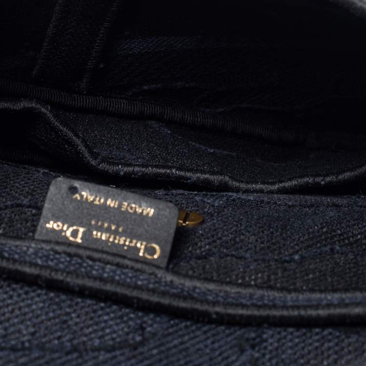 Pre Owned Dior Navy Blue Canvas Camouflage Embroidered Saddle Bag