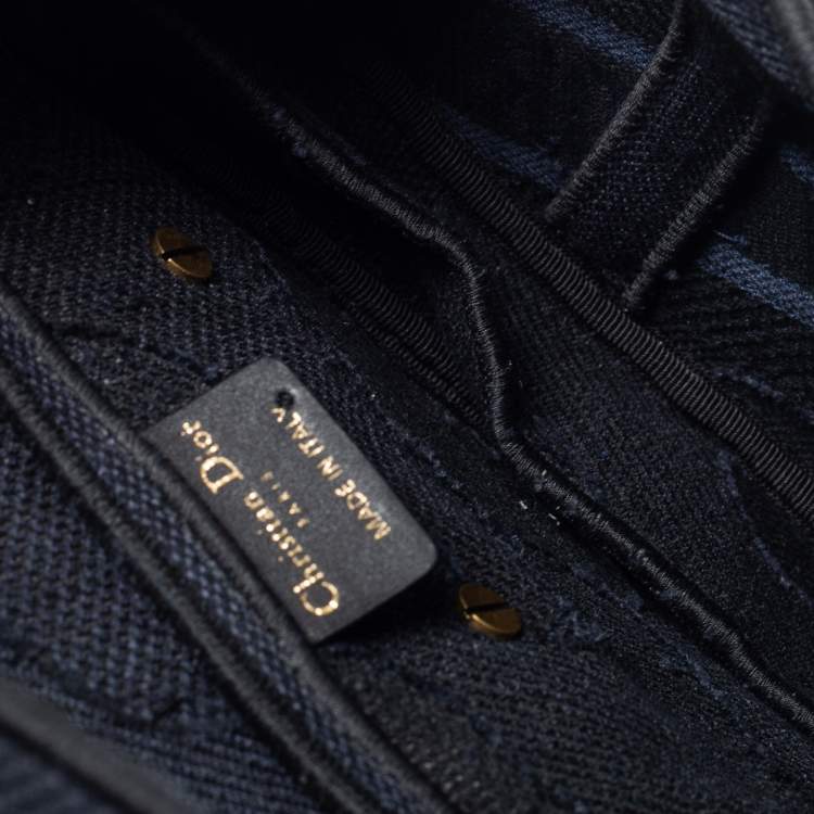 Pre Owned Dior Navy Blue Canvas Camouflage Embroidered Saddle Bag