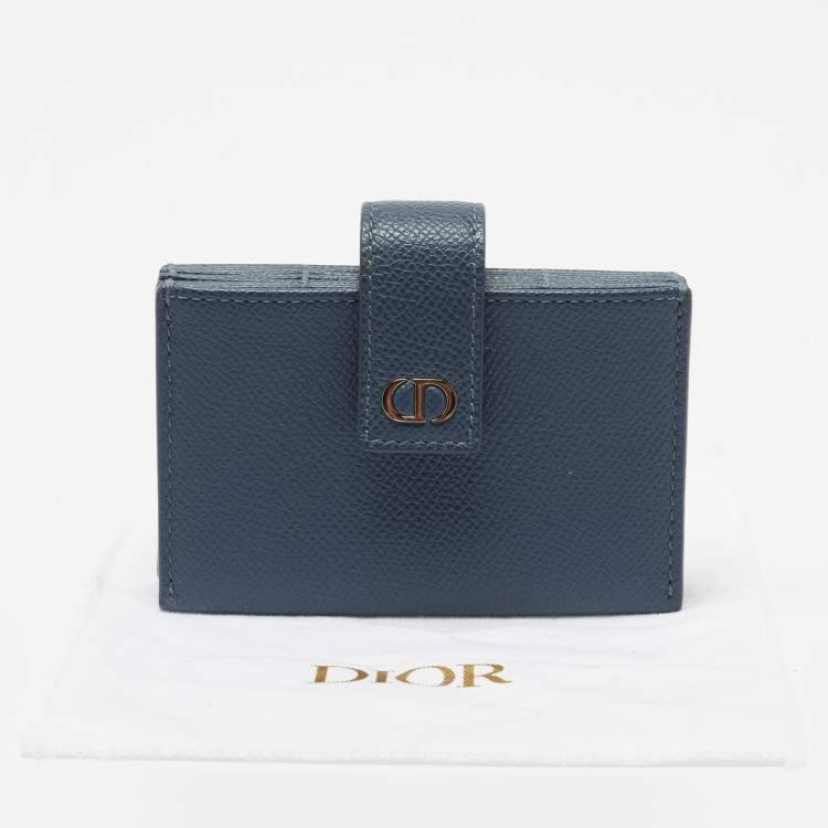 Pre Owned Dior Blue Leather 30 Montaigne 5 Gusset Card Holder